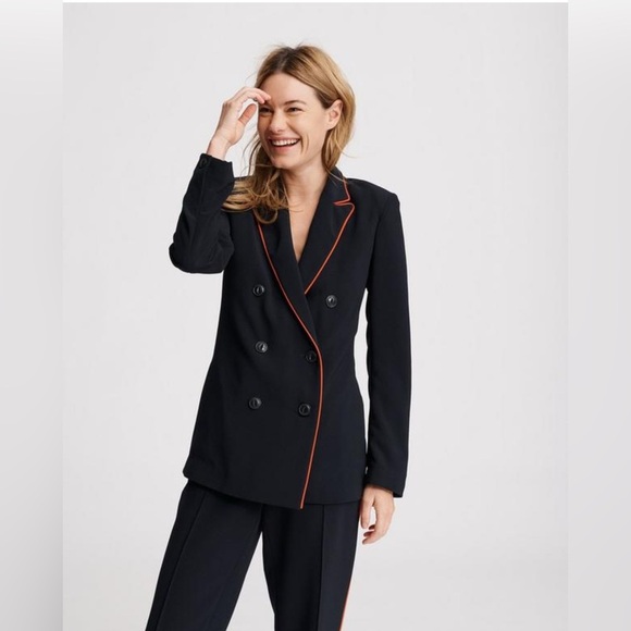 Rag & Bone Jarvis Blazer Double breasted Navy with Red Piping Size 00 - Picture 1 of 5